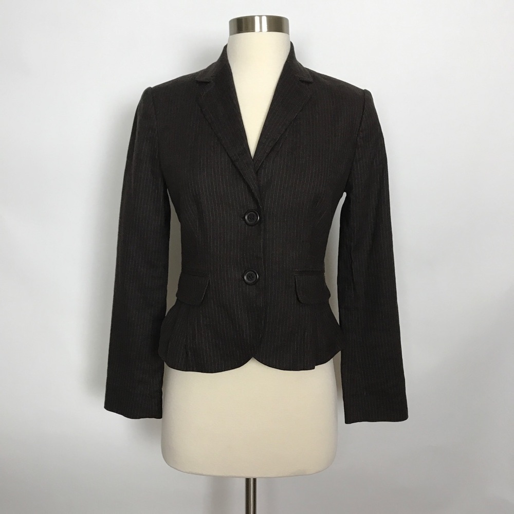 Banana Republic petite pinstripe brown blazer 0P